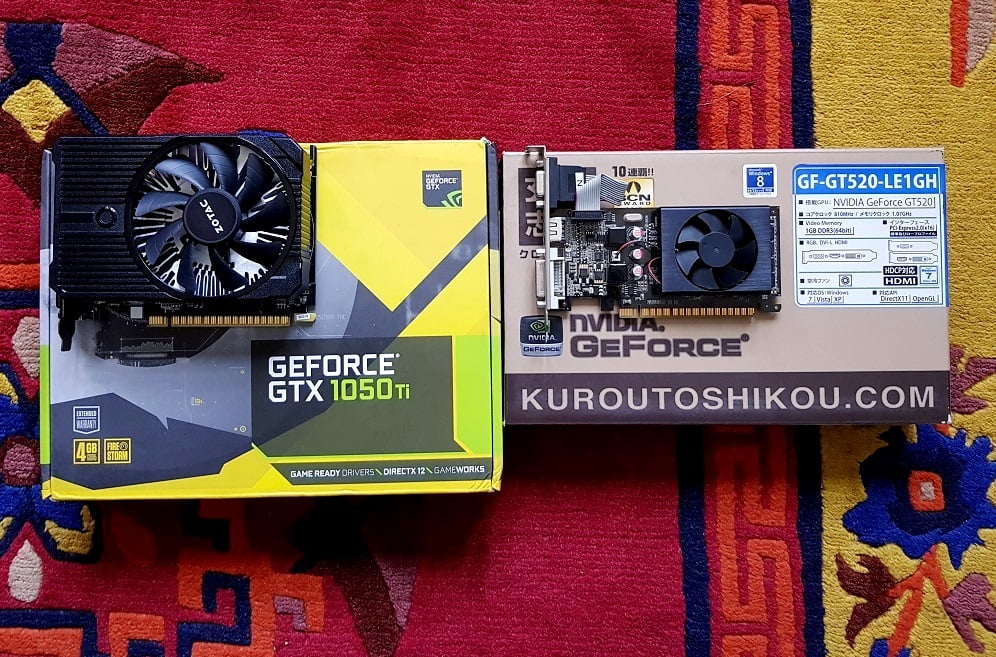 Kuroutoshikau GT 520 and Zotac GTX 1050 Ti